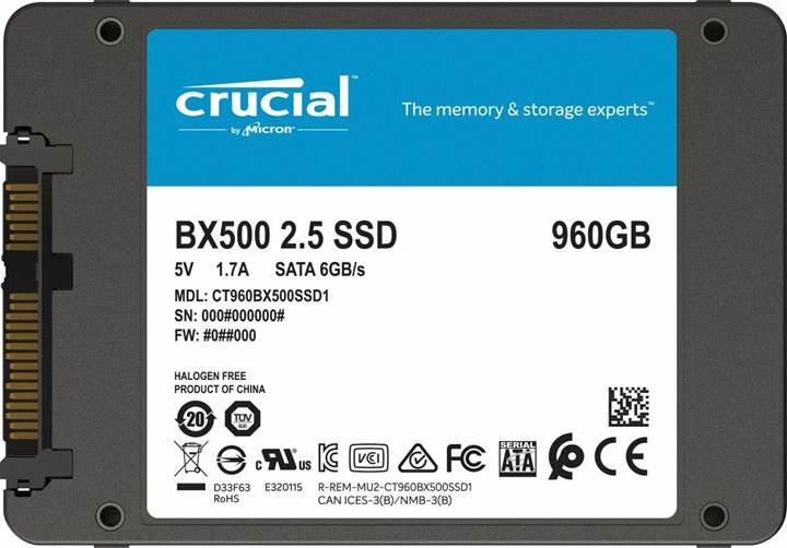 Crucial BX500 SSD serisine 960GB takviyesi