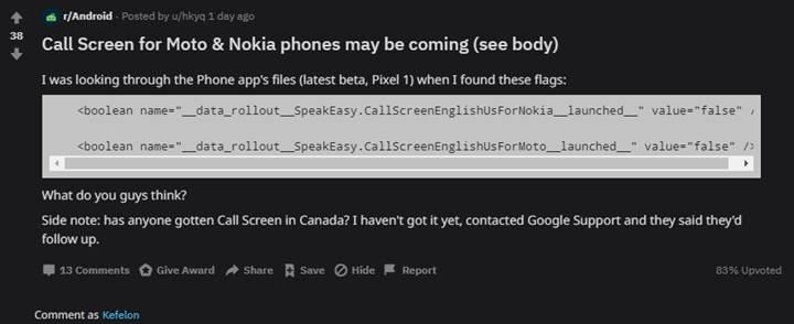 Google Asistan Call Screen Android One’a gelebilir