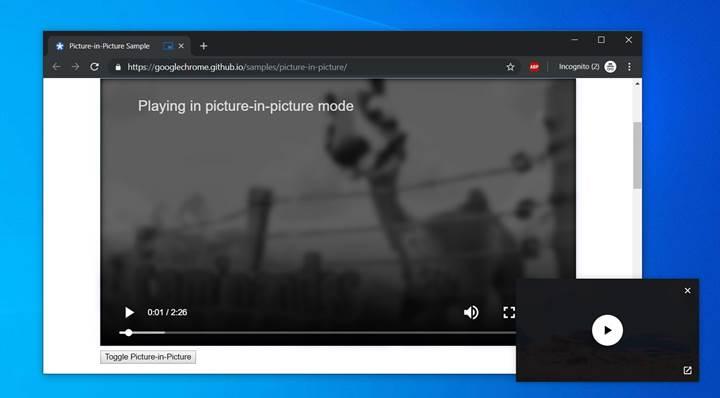 Chrome tarayıcısının 'resim içinde resim' özelliği, video dışında içerikleri de destekleyebilir