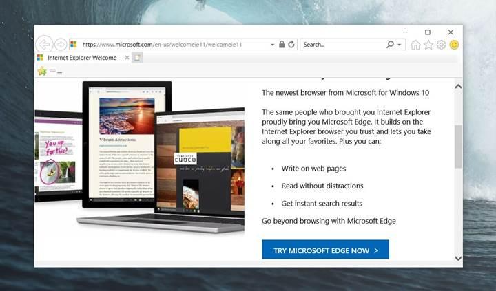 Microsoft, Internet Explorer’ı Windows 10’dan kaldırmayı düşünmüyor