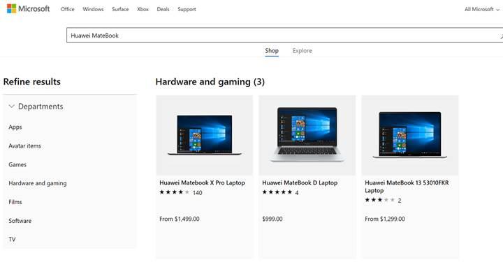 Huawei MateBook Microsoft mağazasına geri döndü