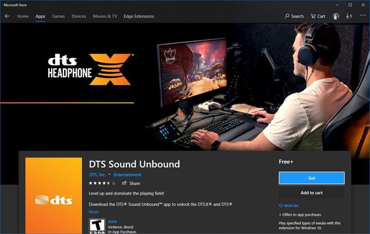 DTS Sound Unbound, Microsoft Mağazasında yayınlandı