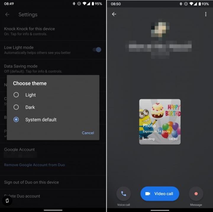 Google'ın görüntülü konuşma uygulaması Duo'nun Android sürümüne karanlık mod geldi