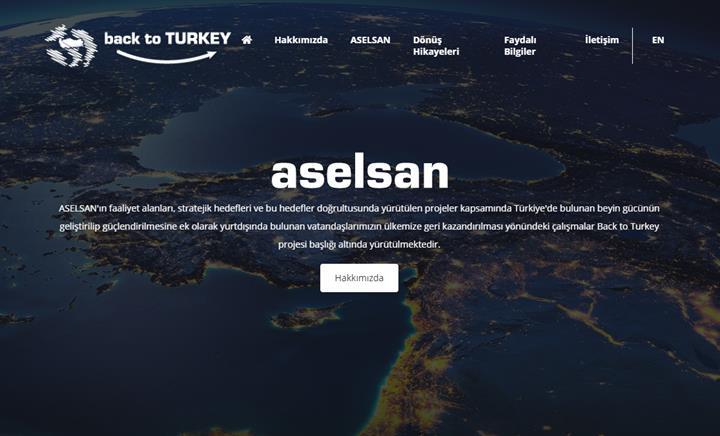 ASELSAN 'Back to Turkey' projesine başvurular için web sitesi yayınladı
