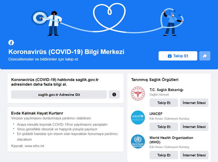  Facebook ve Twitter'dan Türkiye'ye özel Koronavirüs bilgi merkezi