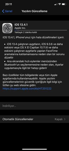 iOS 13.4.1 yayınlandı: FaceTime ve Bluetooth sorunları çözüldü