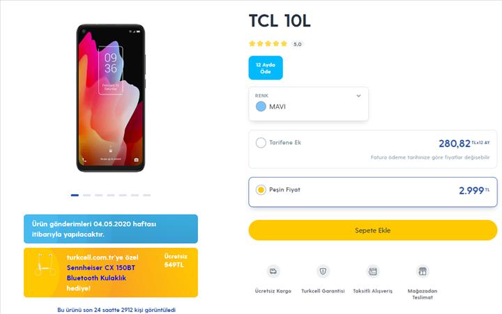 TCL 10L Türkiye'de satışa çıktı