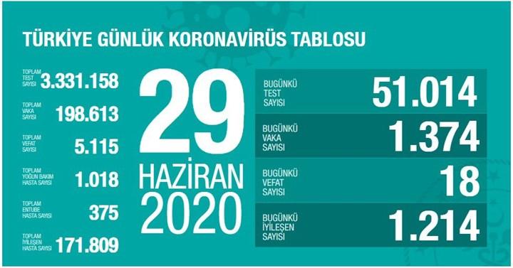 Koronavirüs salgınında Türkiye ve Dünyada son durum (29 Haziran)