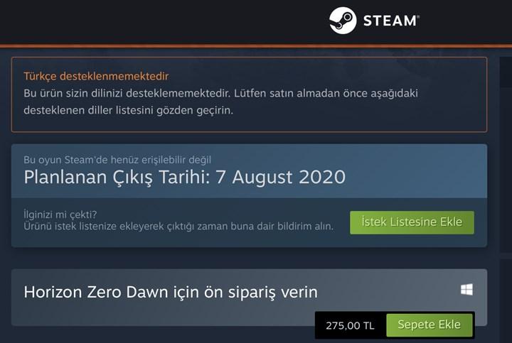 Horizon Zero Dawn’un Steam fiyatına yüzde 250 oranında zam