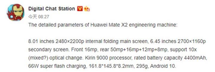 Huawei Mate X2'nin teknik detayları sızdırıldı: Android 10'u çalıştıracak