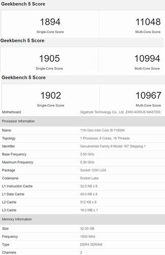 Intel Core i9-11900K Geekbench’te tek çekirdek rekoru kırdı