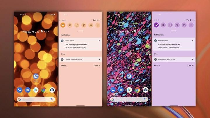 Android 12'nin arayüz rengi, duvar kağıdına göre değişebilecek