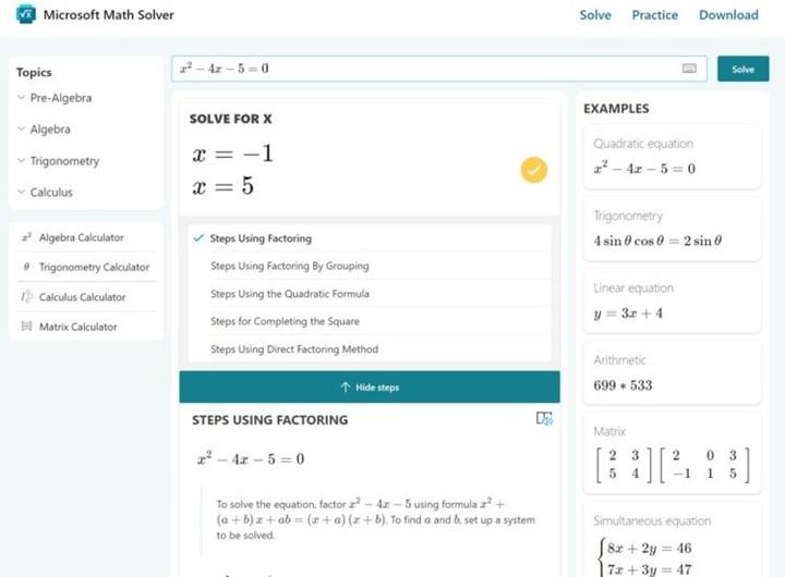 El servicio Math Solver, que resuelve ecuaciones matemáticas, se agrega al navegador Edge