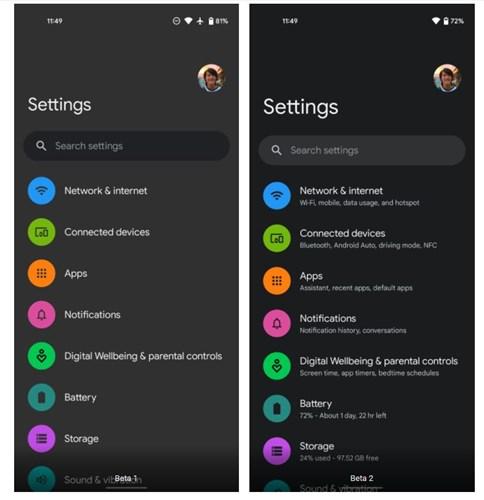 Android 12 beta 2'deki yeni özellikler
