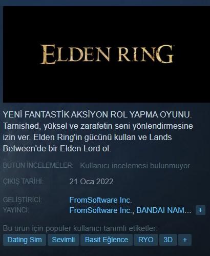 Elden Ring'in PlayStation ve Steam sayfaları açıldı