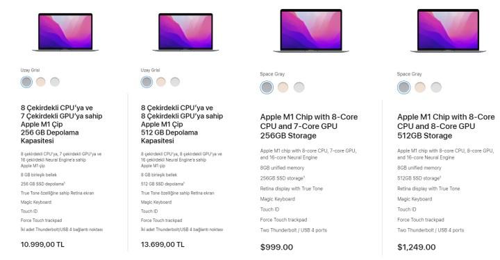 Türkiye'deki MacBook fiyatları ABD'den daha ucuz hale geldi