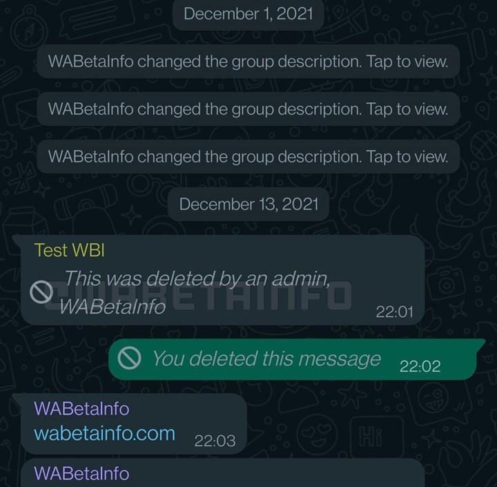 WhatsApp grup yöneticileri istedikleri mesajları silebilecek