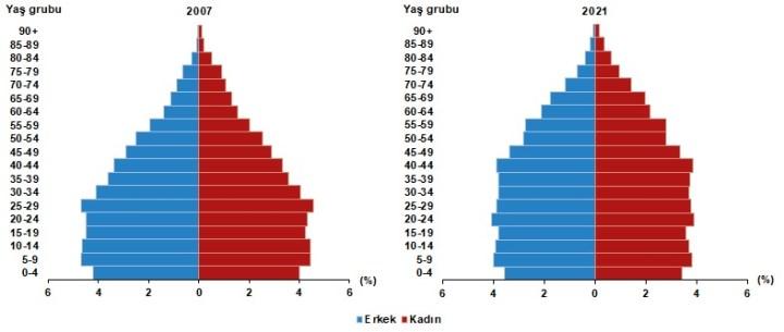 Türkiye nüfus piramidi 2021