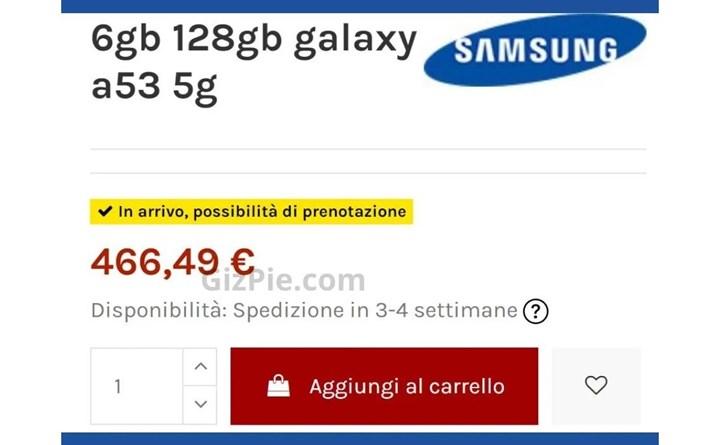 Samsung Galaxy A53'ün Avrupa fiyatı ortaya çıktı