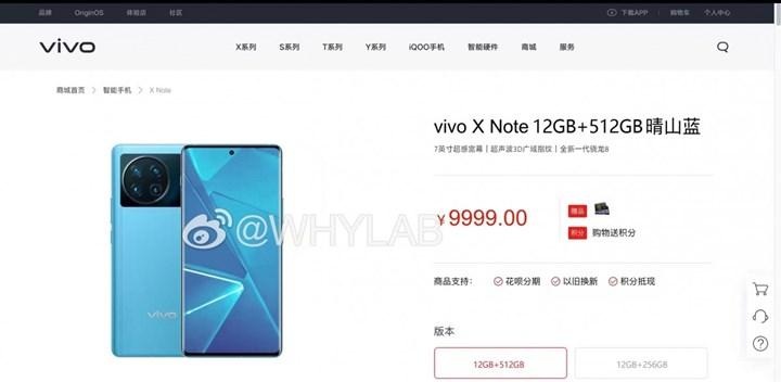 7' devasa ekranlı Vivo X Note fiyatı ve özellikleriyle listelendi