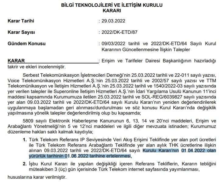Türk Telekom’un port ücretine yüzde 67 zam kararı ertelendi