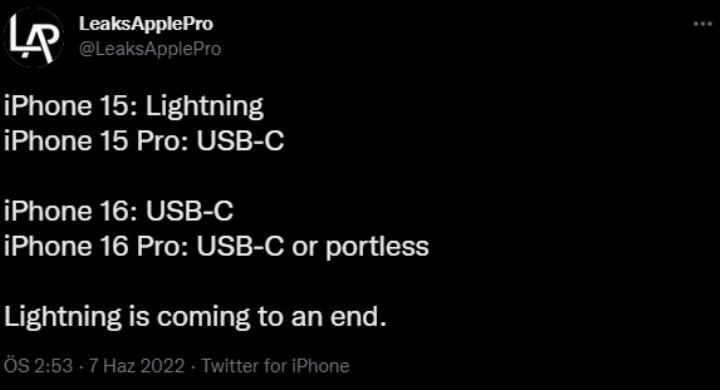 iPhone 15 Lightning kullanan son model olacak