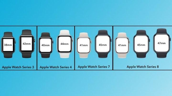 Apple Watch series 8 kasa boyutu karşılaştırma