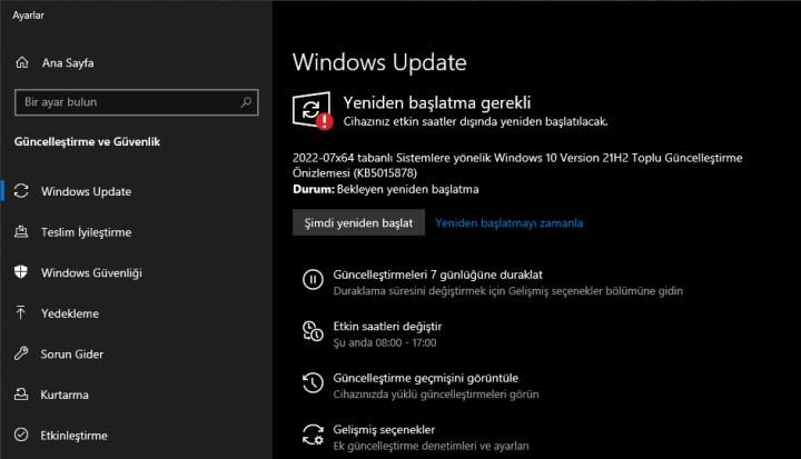 windows 10 güncelleme