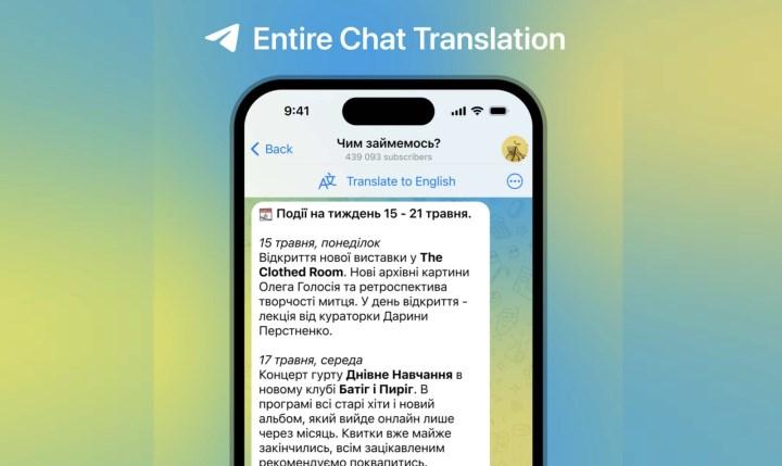 telegram sohbet çeviri özelliği