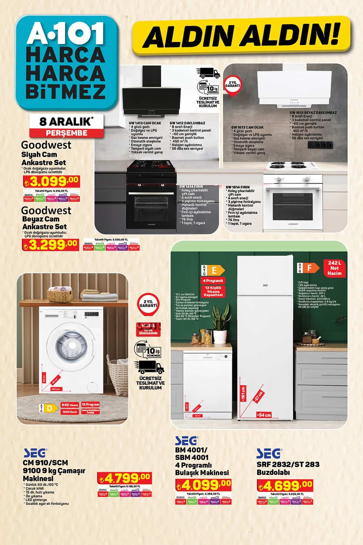 8 Aralık A101 katalog ürünleri