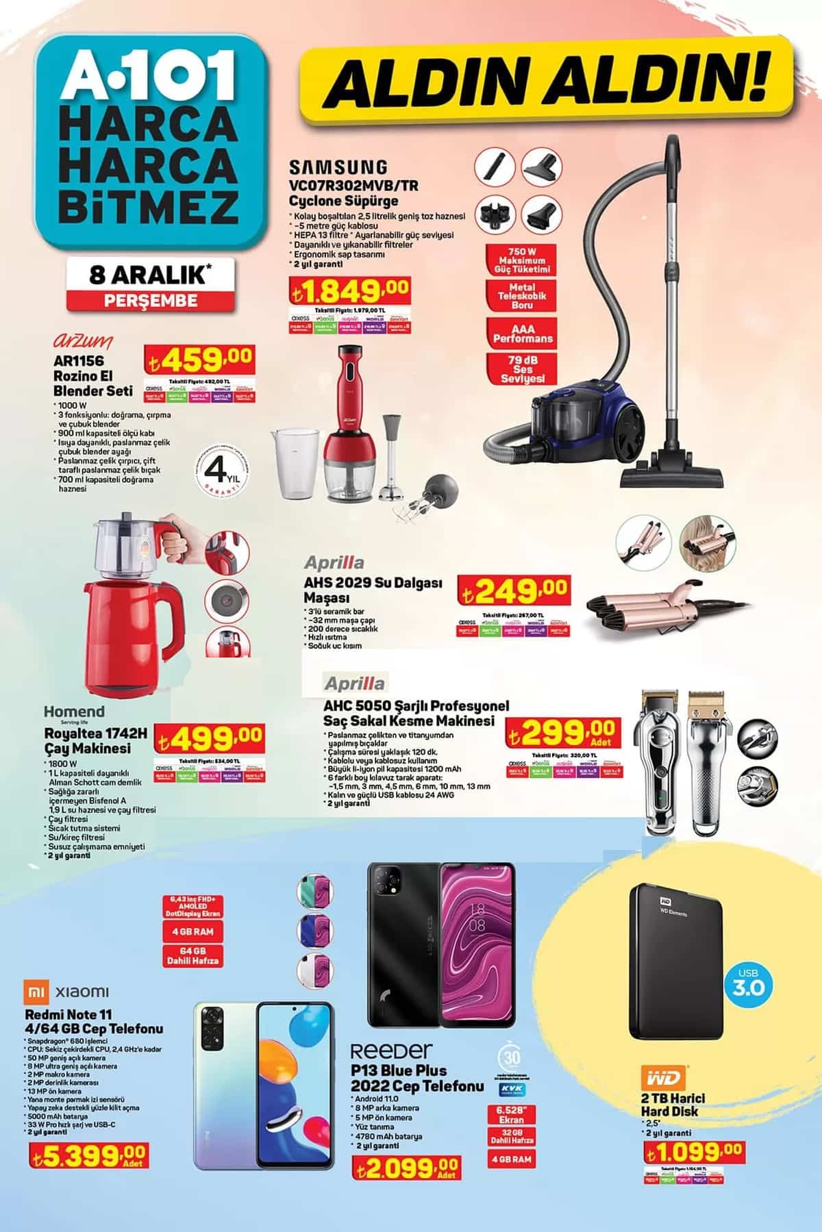 8 Aralık A101 katalog ürünleri