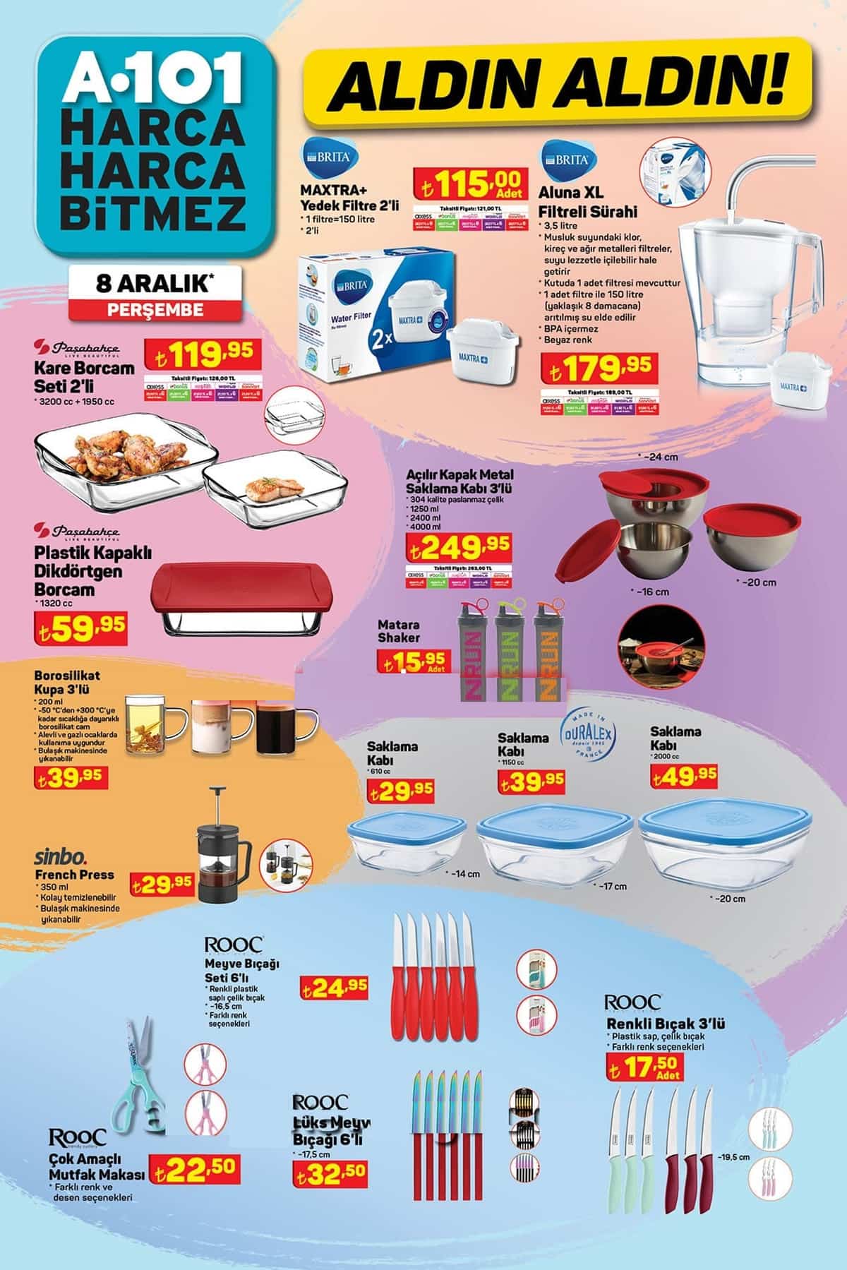 8 Aralık A101 katalog ürünleri