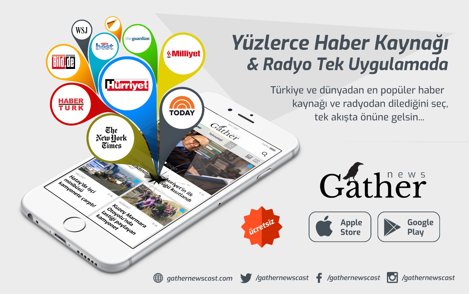 Gather ile yüzlerce haber kaynağı ve radyoyu tek uygulamadan takip edin