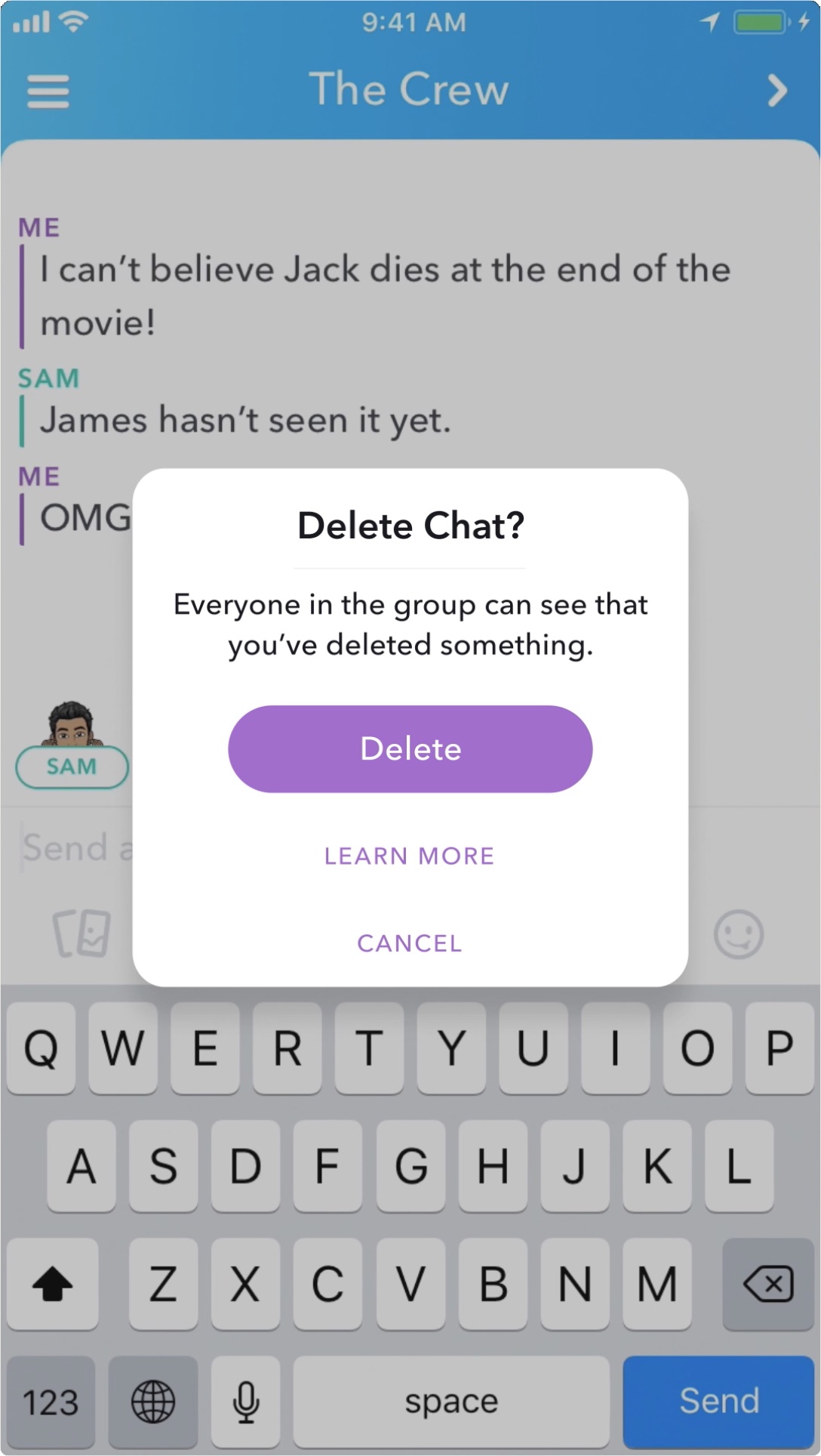 Snapchat'e gönderilen mesajları silebilme özelliği geldi
