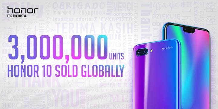 Honor 10 satışları dünya genelinde 3 milyonu geçti