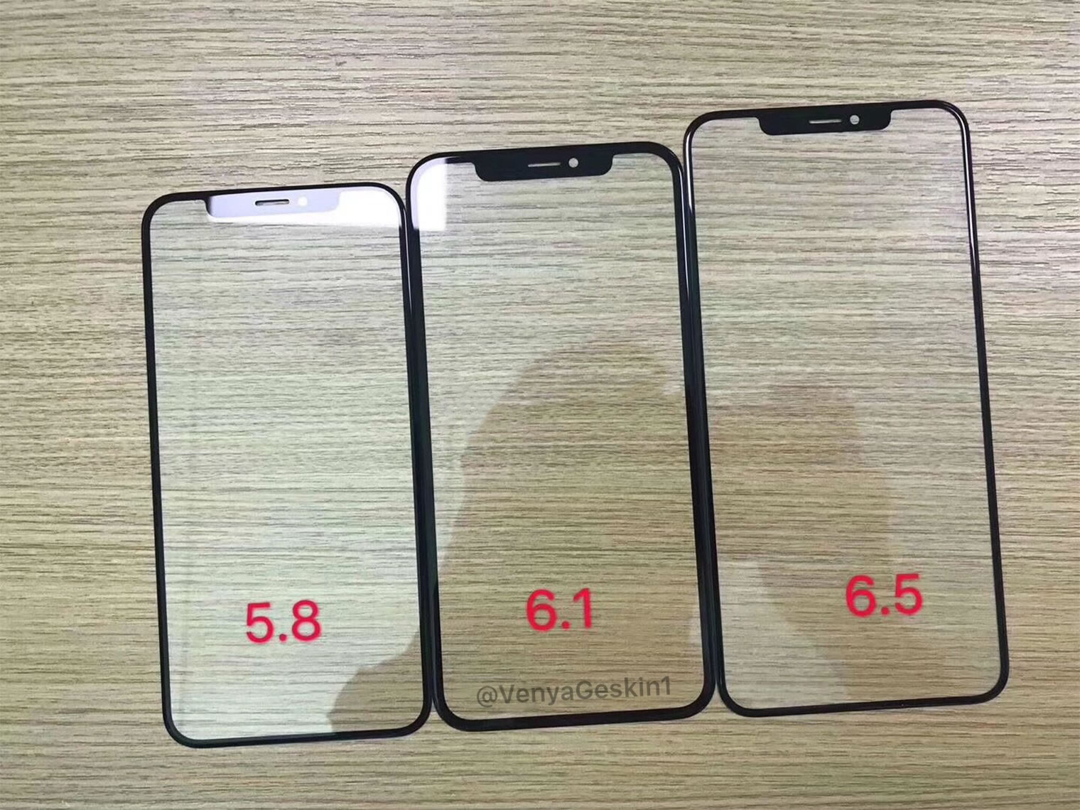 Yeni iPhone'ların sızan ekran panelleri, modellerin boyut farkını ortaya koyuyor