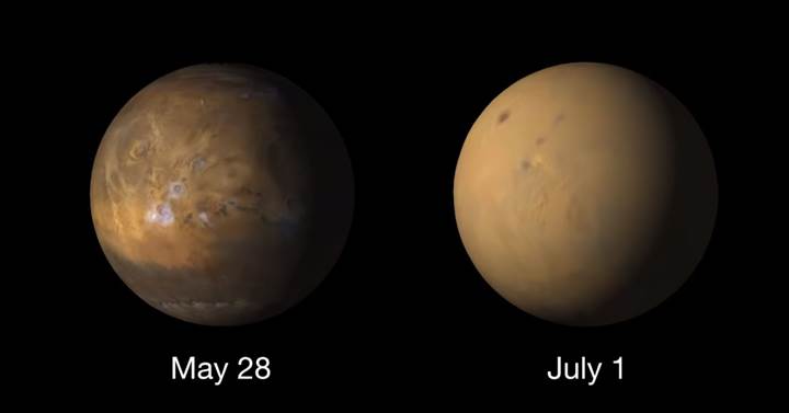 Mars'ı fırtına ele geçirdi: İşte gezegenin öncesi ve sonrası