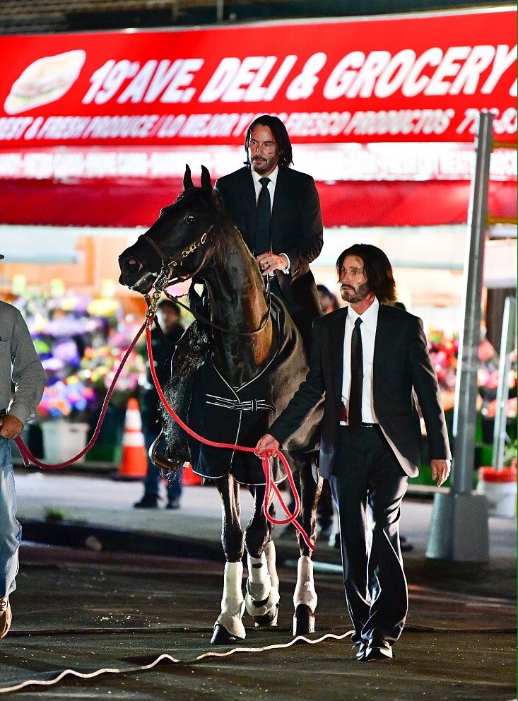  John Wick 3 filminden at üstünde set fotoğrafları