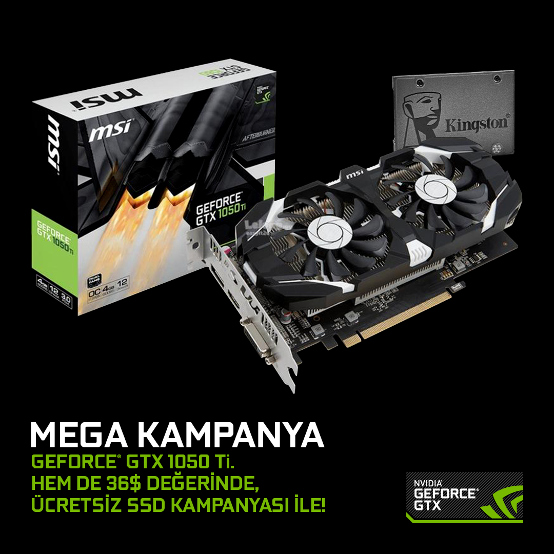 GTX 1050 Ti alana SSD hediye