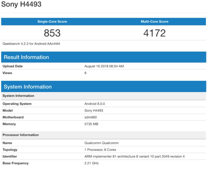 Sony Xperia XA3 benchmark sonuçları görüntülendi