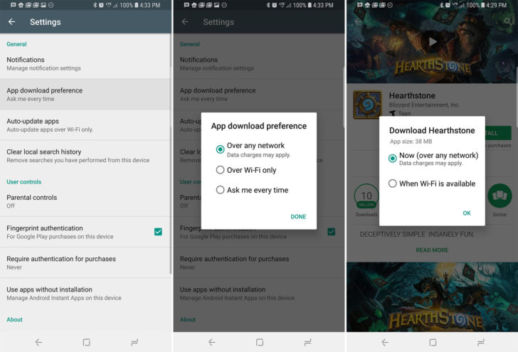 Play Store'dan uygulama indirirken artık hangi ağın kullanılacağı seçilebilecek