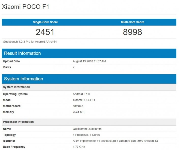 Xiaomi Pocophone F1 özellikleri sızdırıldı