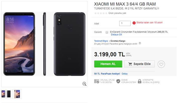 Xiaomi Mi Max 3 ülkemizde satışa sunuldu