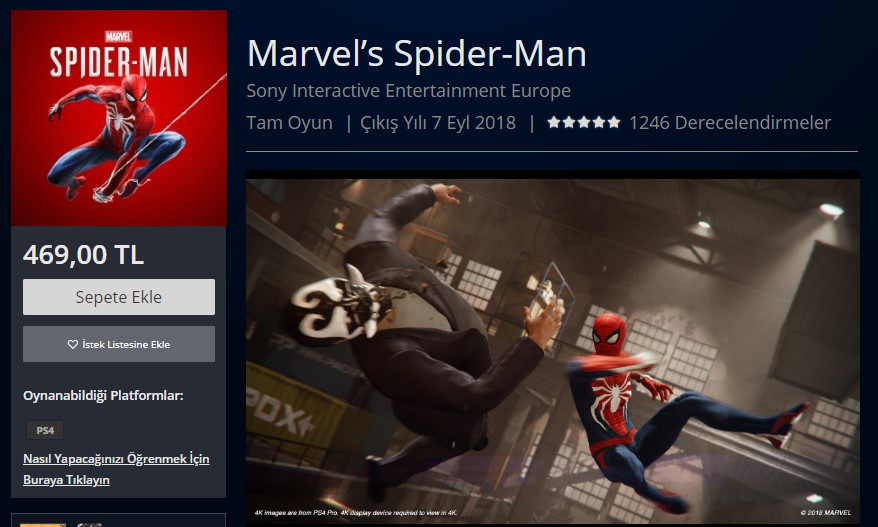 Spider-Man PS4 oyun fiyatına büyük zam!