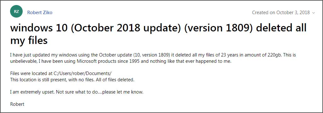 Windows 10 Ekim 2018 güncellemesinin dosyaları sildiği ortaya çıktı