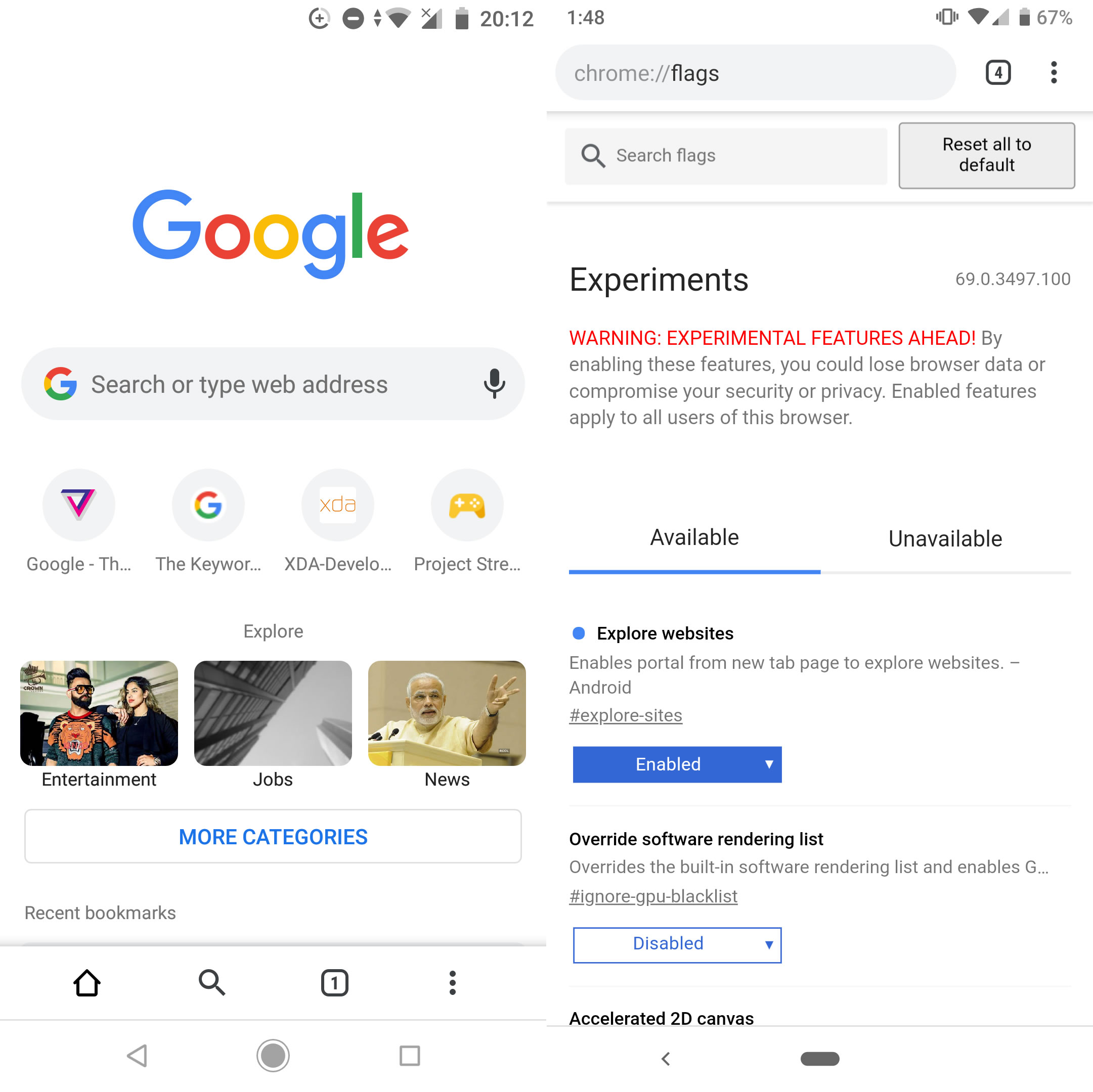 Google, Chrome'un Android versiyonuna keşfet özelliğini getiriyor