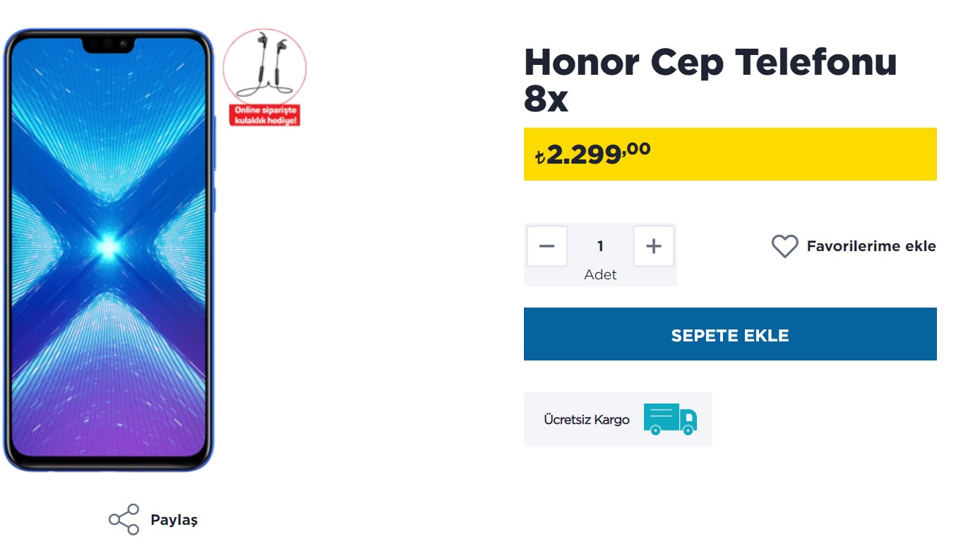 Honor 8X resmi olarak satışa başladı