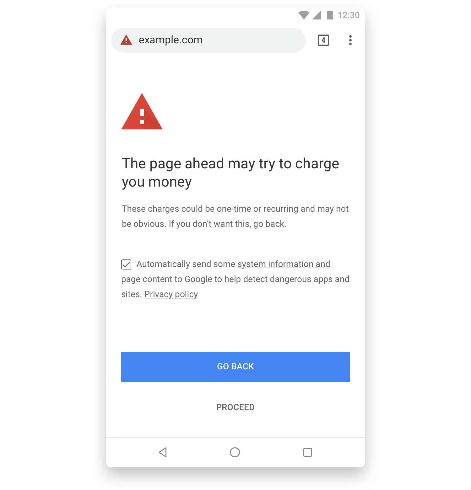 Chrome, yanıtlıcı mobil ödeme sayfalarında kullanıcıları uyaracak