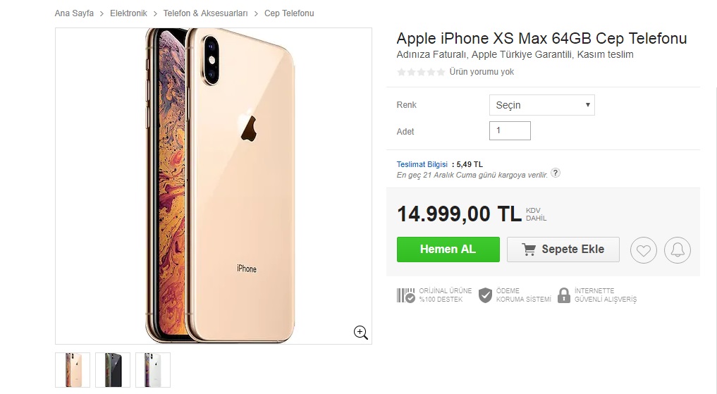 iPhone Xs ve iPhone Xs Max, n11'de satışa sunuldu! İşte fiyatları: