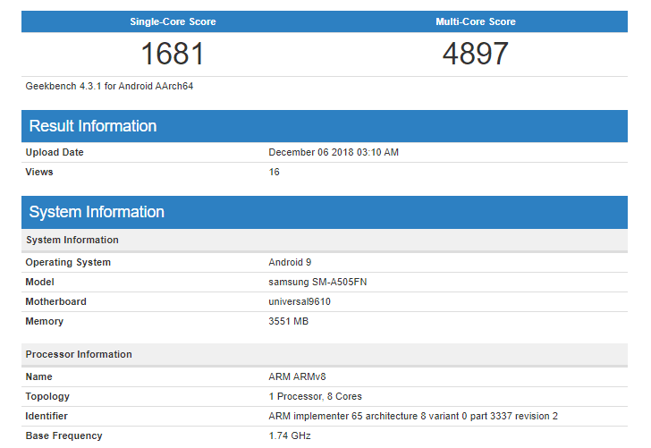 Samsung Galaxy A50 Geekbench'te görüntülendi